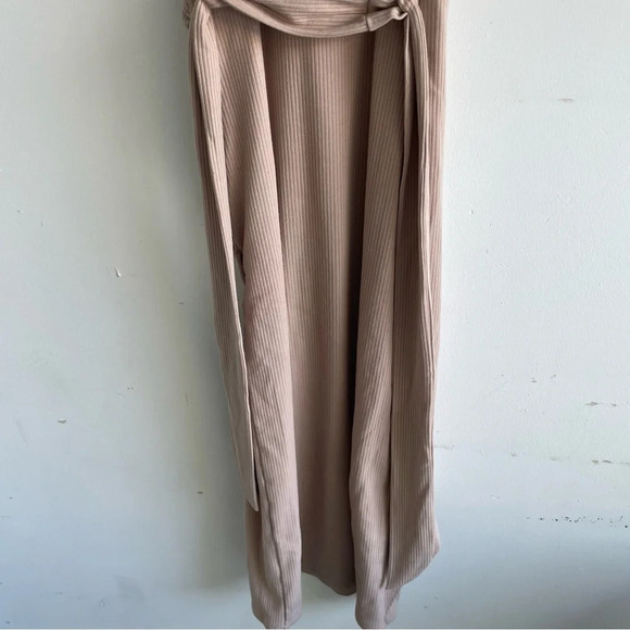 Lulus Out Ahead Tan Ribbed Ruched Halter Midi Dress 33182 - Picture 5 of 13
